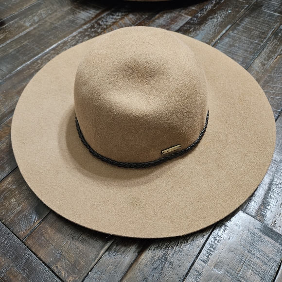 Tan Wool Floppy Hat with Braided Leather Detail and Gigi Pip Pin - Picture 9 of 9